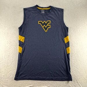 ProEdge West Virginia University Muscle Tee Mens Medium Navy Blue Excellent WVU